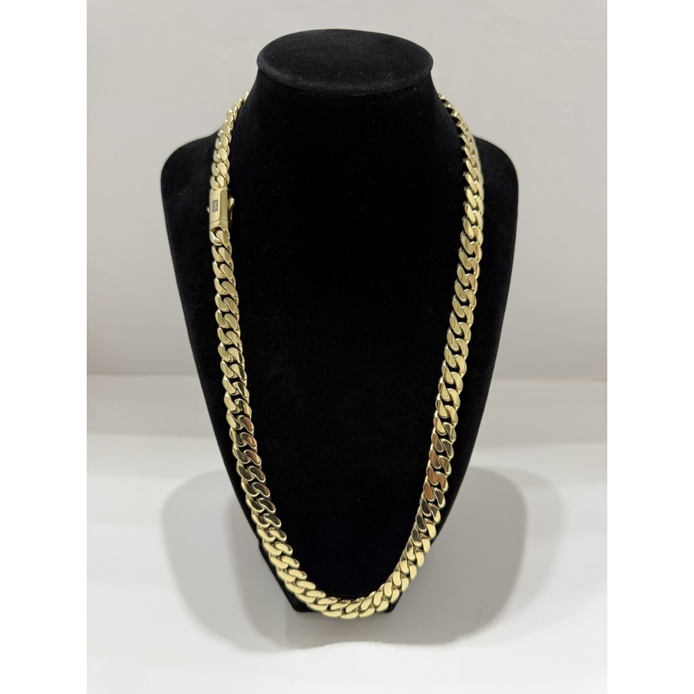 miami cuban chain 24inch 10mm lockclasp 14k gold plated stainless water resist